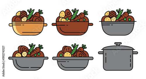 Stew Line art vector filled flat design