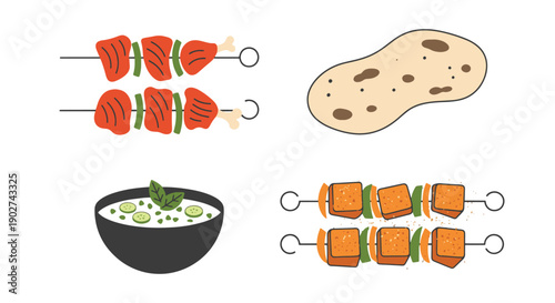 Tandoori Line art creative color filled design