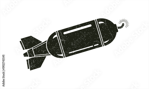 Stylized vintage bomb with lit fuse symbolizing danger and conflict.
