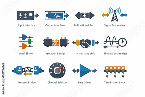 Input simple generation icon protocol driver isolation selector vector image port timing