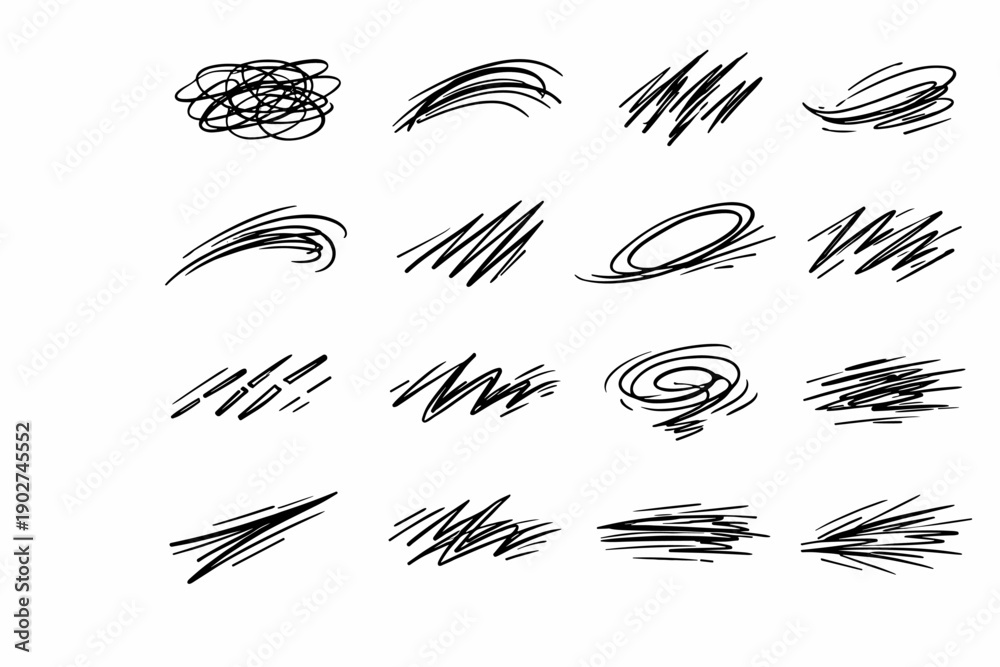 Fototapeta premium Dynamic gesture hand motion scribble instant sketch vector brisk speed icons icon