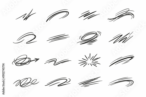 Impulsive dash vector line image curve generation sketch icon freehand arc lively