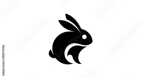 Black rabbit silhouette isolated graphic