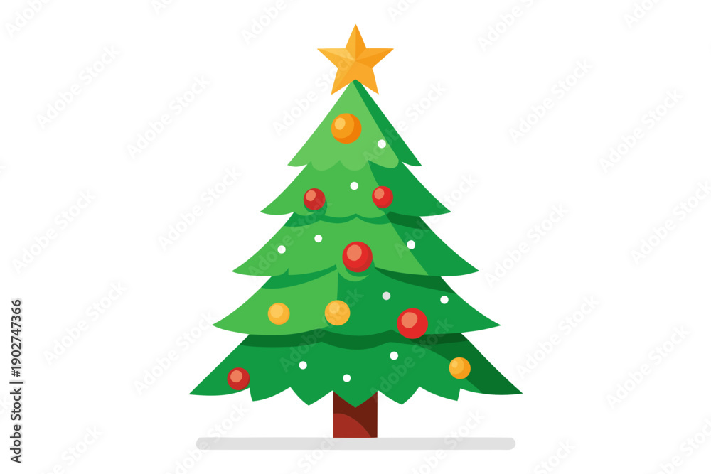Fototapeta premium Christmas tree white background 