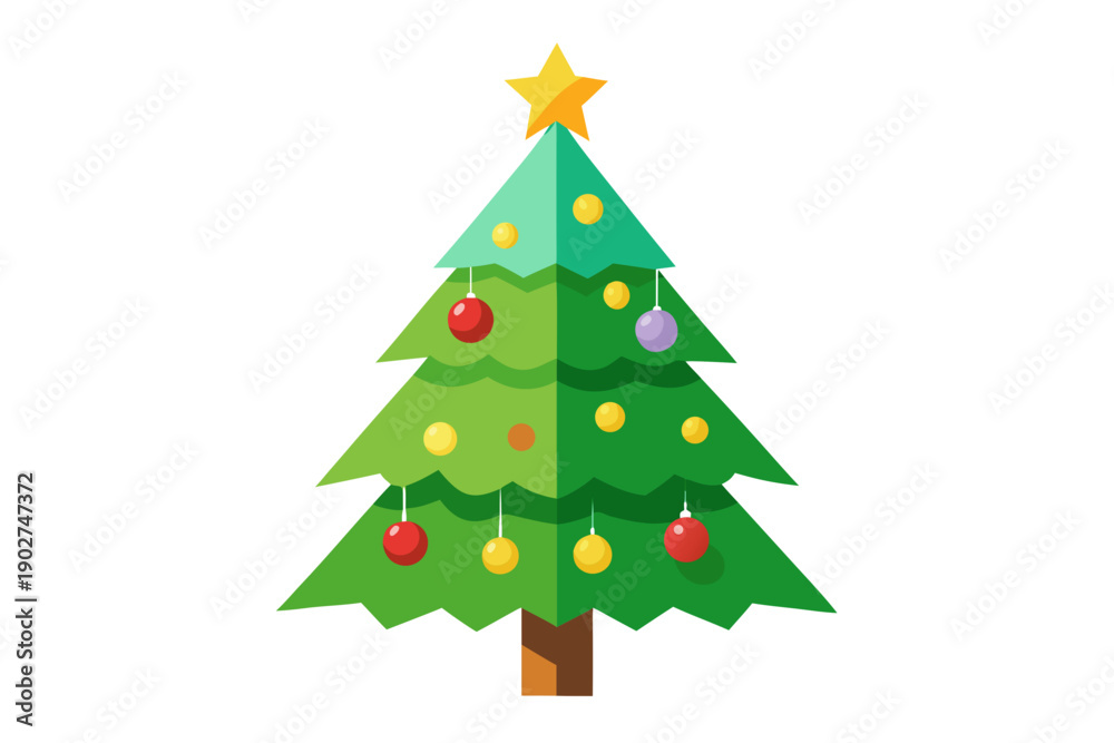 Fototapeta premium Christmas tree white background 