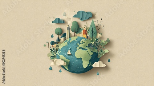Earth day concept, minimal eco illustration