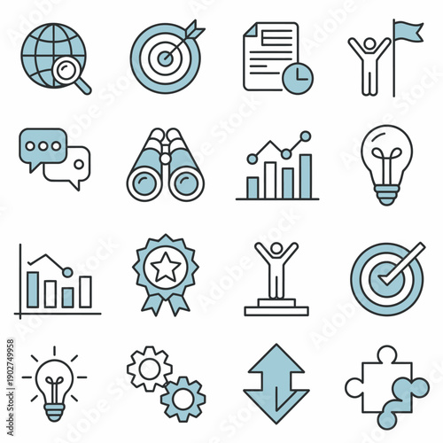Business teamwork and team building icon set featuring collaborative symbol templates, professional logo elements, and modern vector illustrations suitable for web graphics, corporate branding, and de
