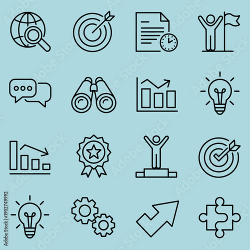 Business teamwork and team building icon set featuring collaborative symbol templates, professional logo elements, and modern vector illustrations suitable for web graphics, corporate branding, and de