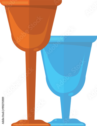 Plastic beverage cups. Drink glasses color icon