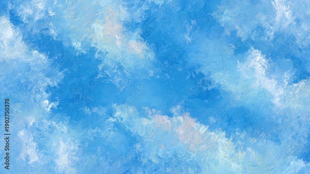 Fototapeta premium Abstract Blue Sky and Clouds Painting Texture