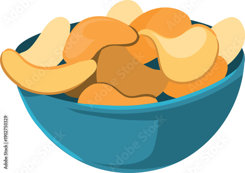 Potato chips bowl color icon. Tasty snack