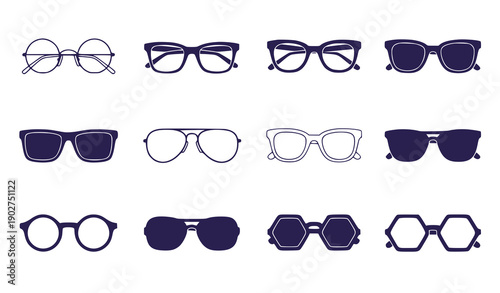 Diverse Eyewear Collection Vector Illustration - Flat Design Styles