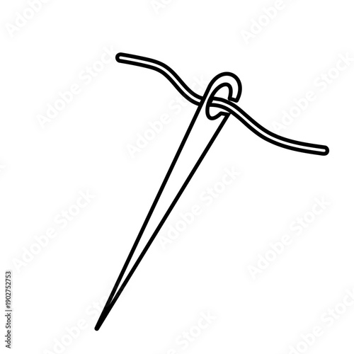 Sewing needle with thread linear icon