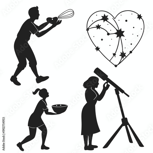 valentine's day Couple romance and badminton sport vector illustration flat design silhouette
