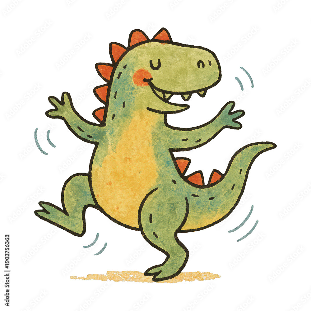 Fototapeta premium PNG Playful dinosaur cartoon illustration.