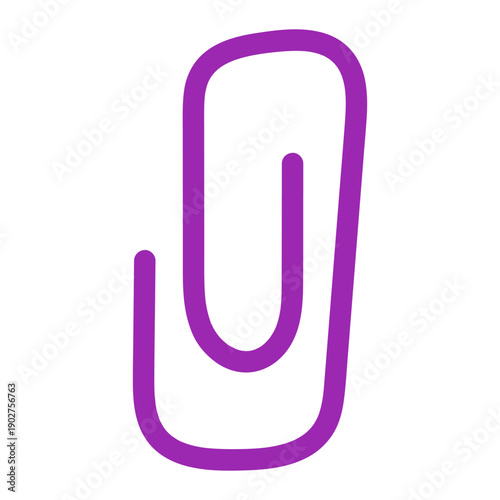 Purple paper clip icon illustration. Flat isolated vector design is a symbol for office supplies, school, organization, documents, and digital attachments