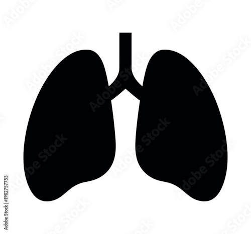 Human Lungs Silhouette Icon Vector Illustration for Medical, Health, and Respiratory System Concepts