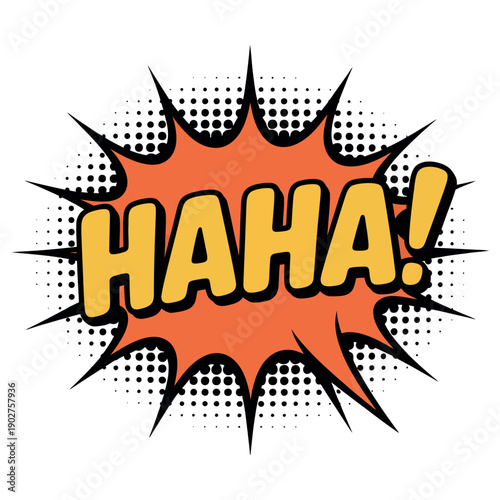 A comic book style illustration of a person laughing out loud with a big HAHA exclamation