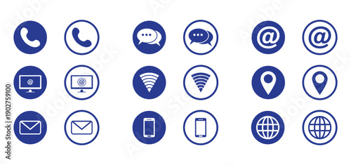 Flat Contact Us Icons Set for Business Design