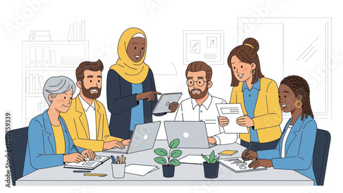 Diverse Group of Professionals Collaborating Around Table.