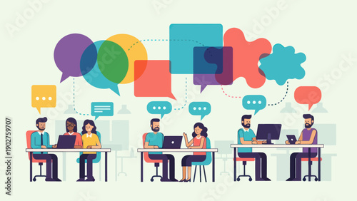 Group of People Working Together on Laptops.