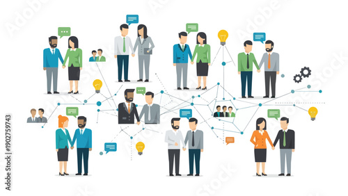Diverse Business People Network Connection Concept Illustration.