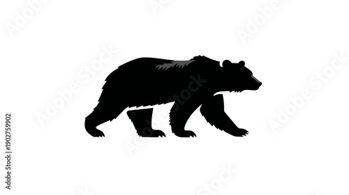 Striking black bear silhouette walking, a powerful animal icon for wildlife, nature, and wilderness-themed graphic design