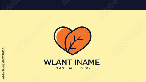 Modern heart-shaped leaves logo design, symbolizing plant-based living, natural health, vegan food, organic products, and eco-friendly lifestyle.