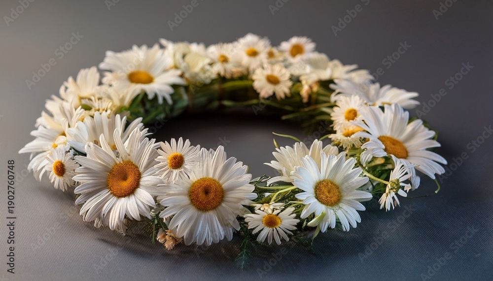 Obraz premium Cute Simple Daisy Wild Flower Bouquet Wreath