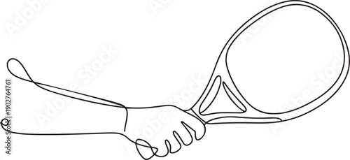 close-up hand playing paddle tennis. padel concept. Single line draw design. one line Art icon drawing vector