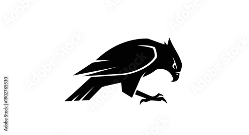 Black silhouette bird of prey illustration
