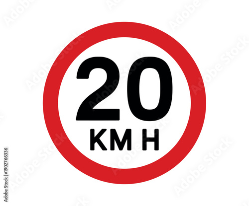 A speed limit sign indicating 20 kilometers per hour on a white background