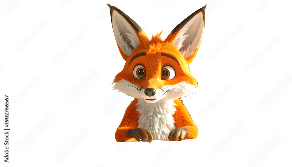 Obraz premium Adorable Cartoon Fox Character Illustration.