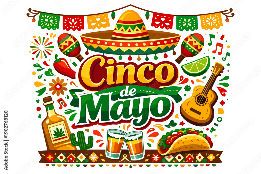 Fototapeta premium Cinco de Mayo celebration with traditional Mexican elements