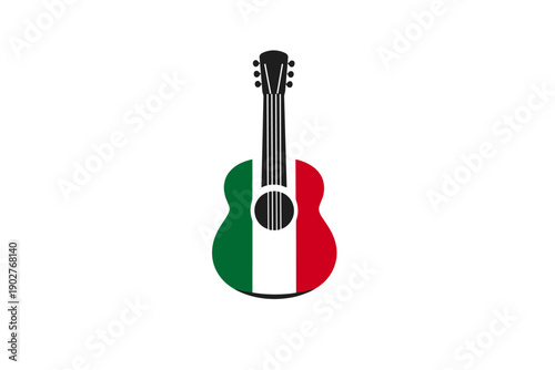 Acoustic guitar with Italian flag colors, minimalist design
