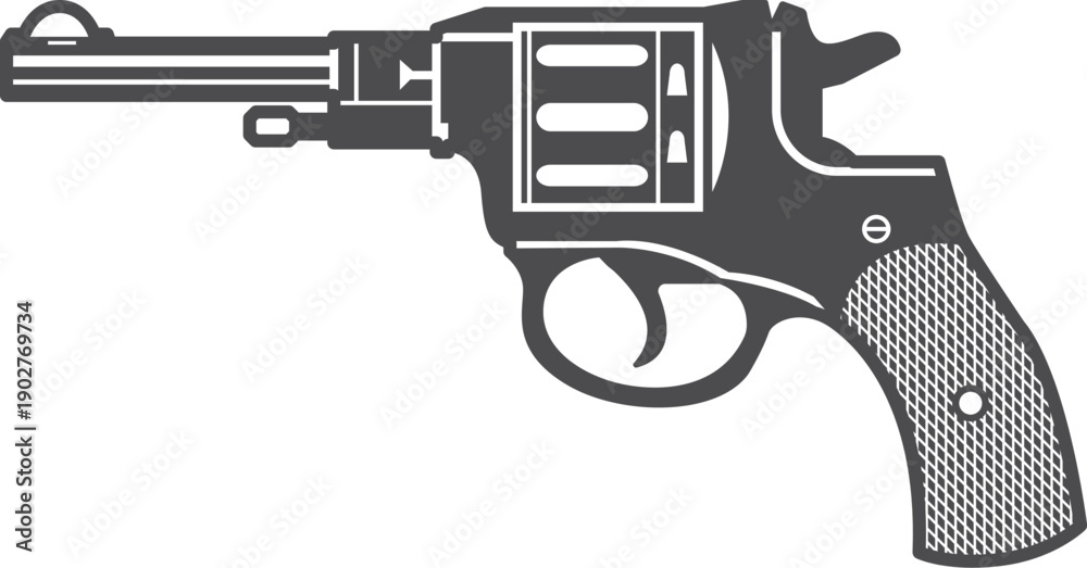 Naklejka premium A black revolver with a white background