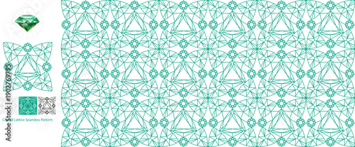 Geometric Jewel Lattice Pattern Emerald Green