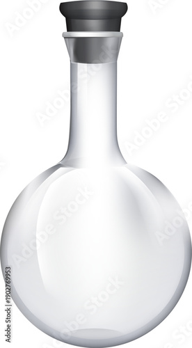 A glass vase with a stopper on top