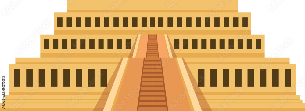 Naklejka premium A tall building with a long staircase leading up to it