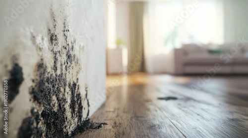 Mold Growth on Wall Interior of Living Room Setting