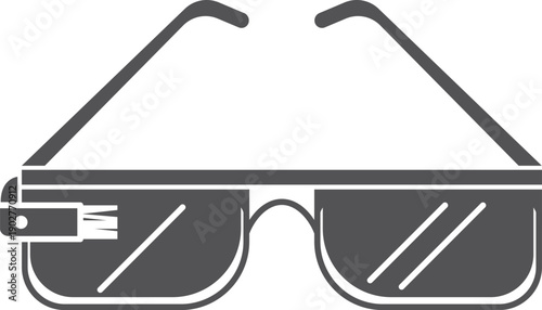 A pair of black sunglasses with a camera lens on the side