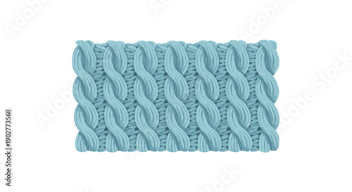 Blue Cable Knit Wool Texture Close-Up Soft Winter Fabric Pattern Background