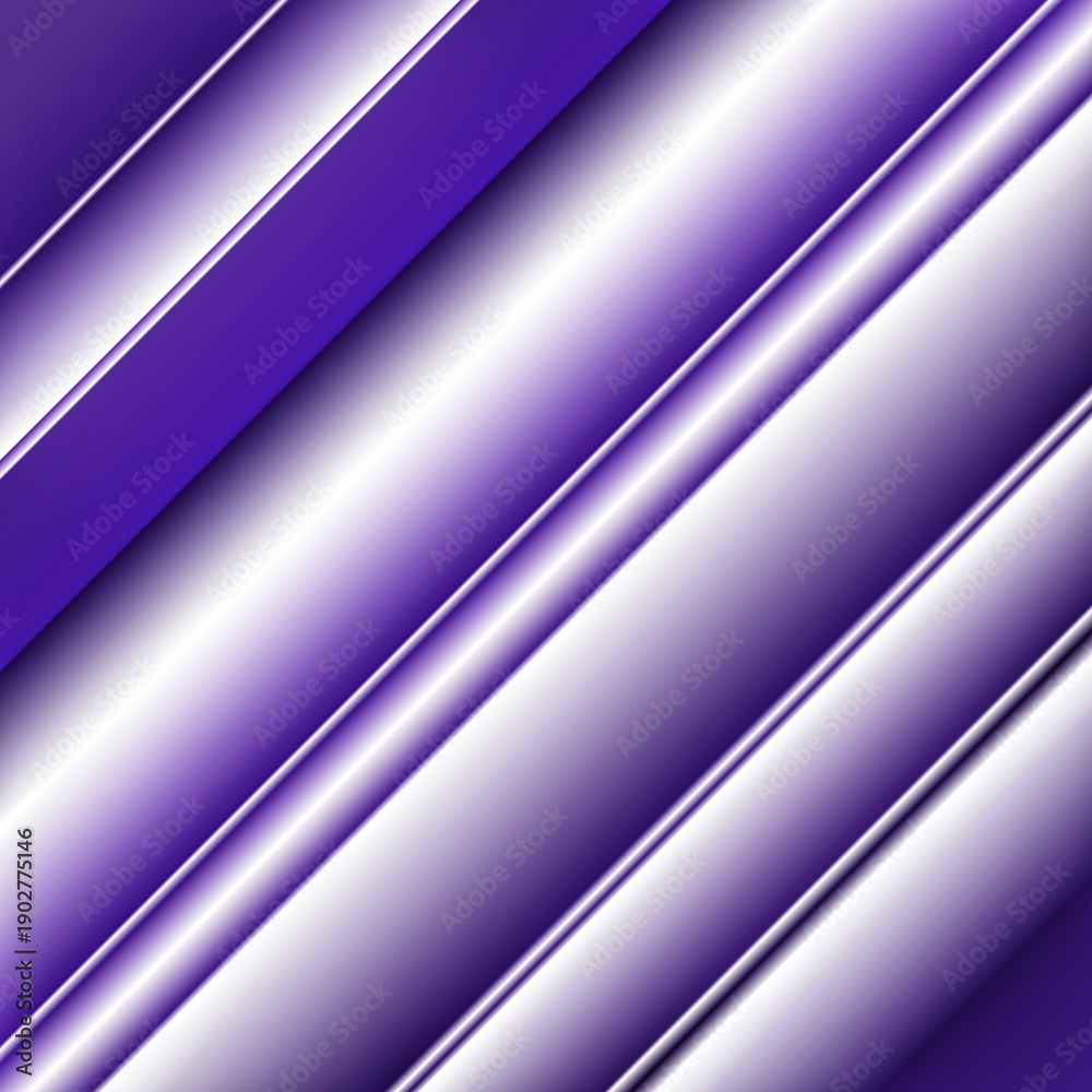 Fototapeta premium Modern abstract background featuring diagonal 3D purple and white stripes with smooth metallic gradients. Perfect for high-tech wallpaper, futuristic banners, and creative dig
