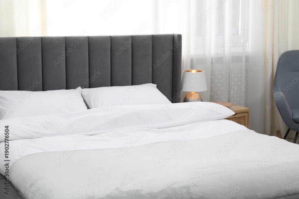 custom made wallpaper toronto digitalComfortable bed with clean linens in bedroom, closeup