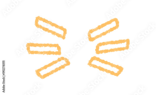 Hand drawn crayon quote symbol in sketch style. Punctuation mark in yellow with bold font element. Artistic quotation and lettering icon as graphic detail for modern communication or creative