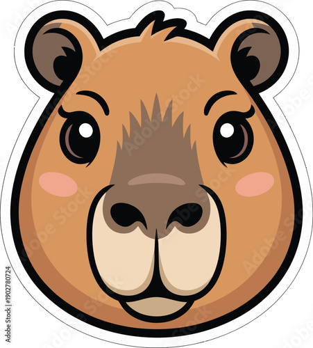 Cute capybara face mascot with soft colors for friendly animal theme