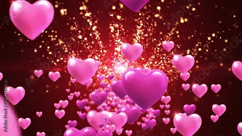valentine background, floating heart shapes in a romantic environment for valentine / anniversary 4K video
