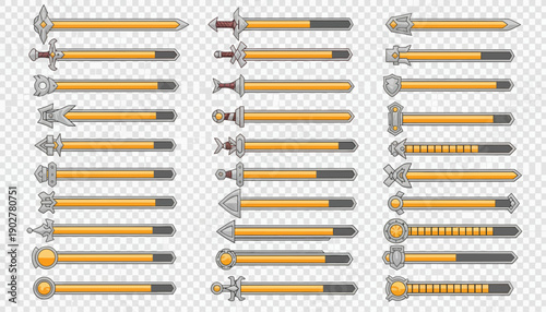 Fantasy Medieval Health Bar UI Bundle – RPG Interface Vector Pack