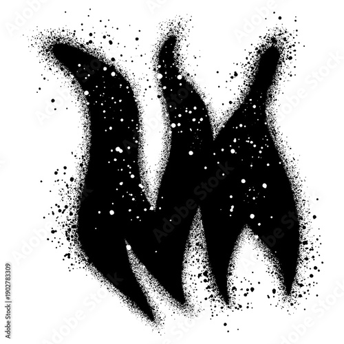 Spray Painted Graffiti Fire flame Sprayed isolated with a white background. Vector illustration.