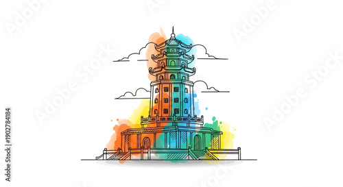 Architectural Marvel, Coastal View, Artistic Design, Watercolor Environment, Inspired Concept